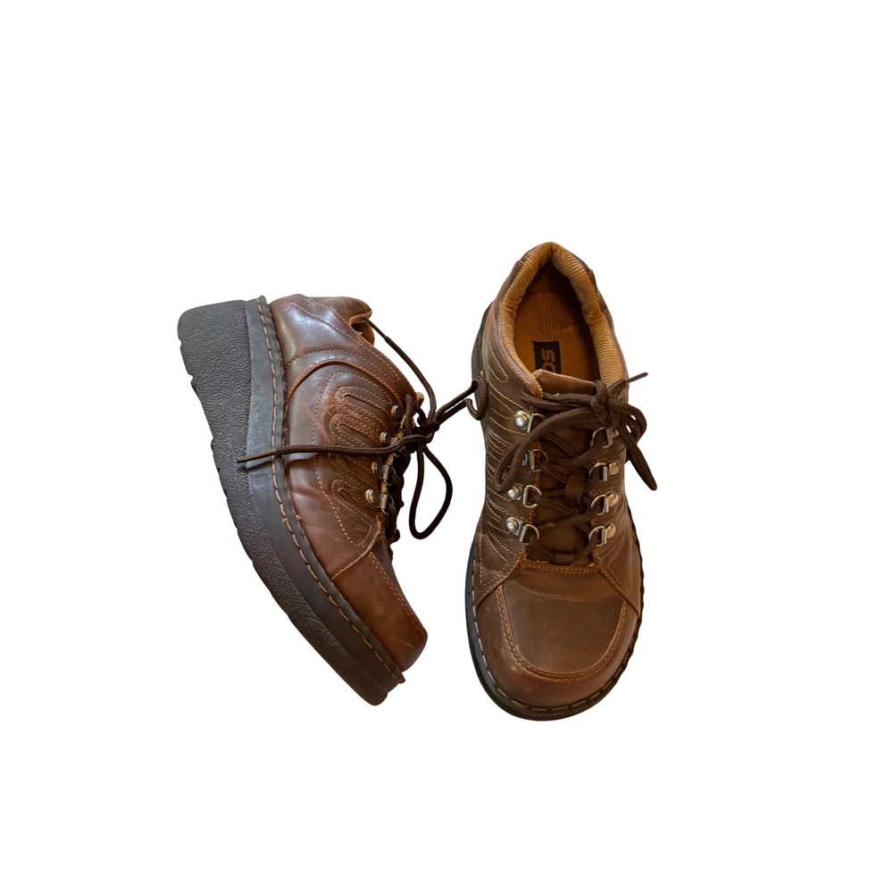 Soda Vintage 90s Brown Platform Oxfords Chunky Wedge Lace Up Shoes Womens